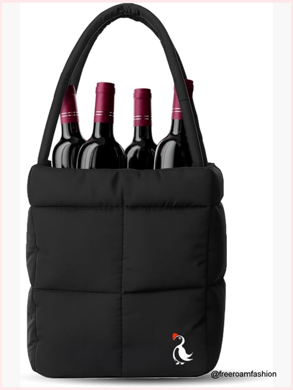Insulated Quilted Wine Tote Bag Carrier – Puffer Style